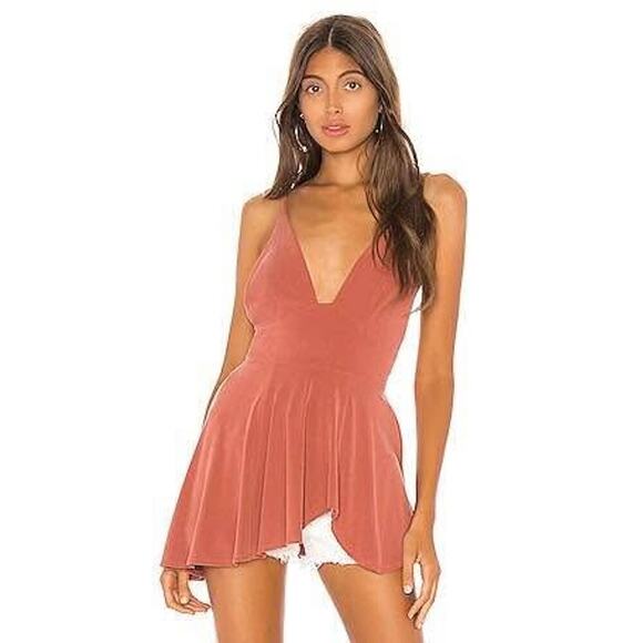 Free People Women’s Medium Never Let You Go Tie Back Tank in Brown - Picture 1 of 8